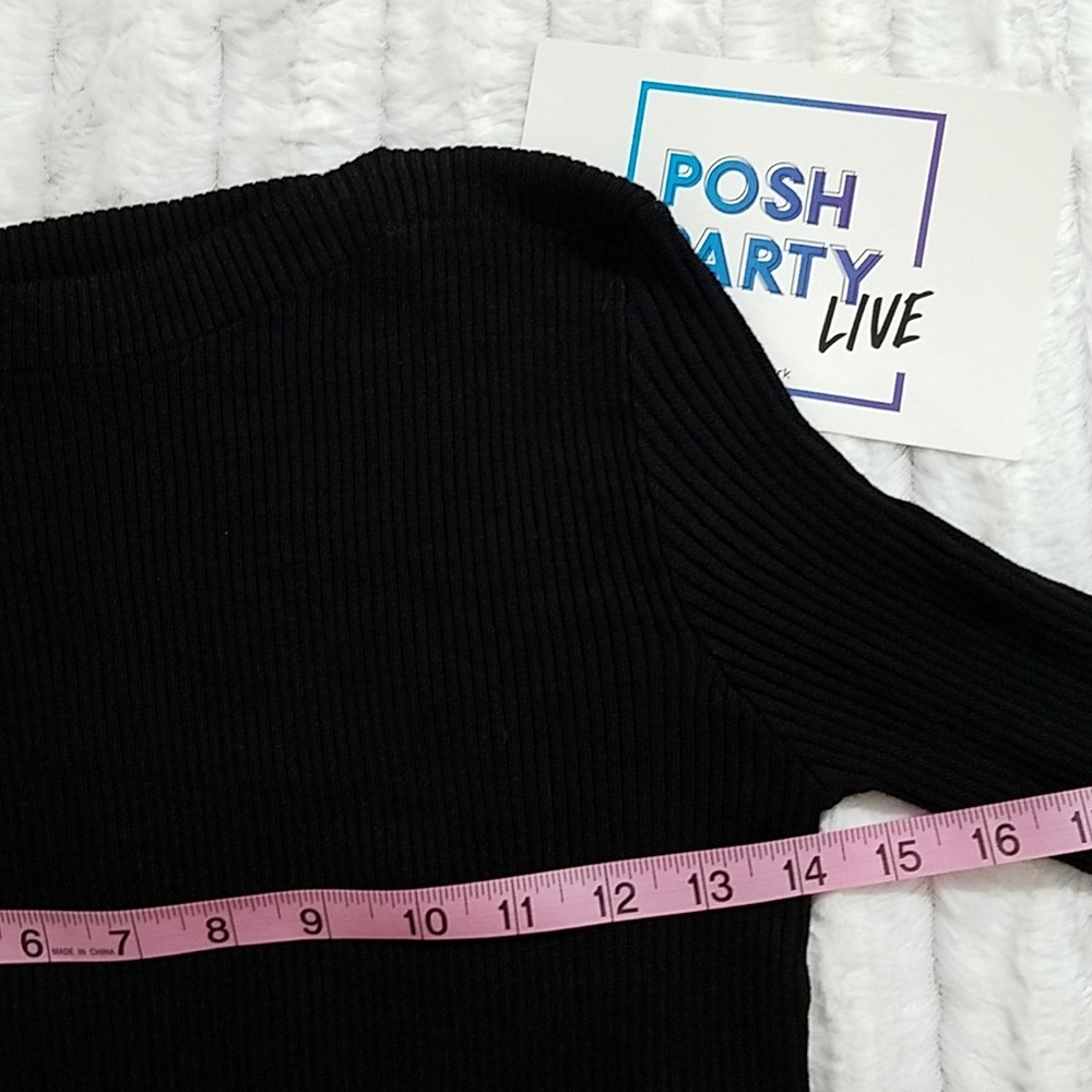 Bell sleeve  pearl embellished black sweater stretchy knit NWOT sz. Sm/Med - Picture 4 of 7